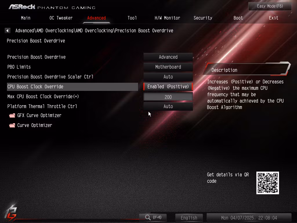 قائمة الدقة الدقيقة Overdrive في Bios Asrock's Motherboard's Bios.
